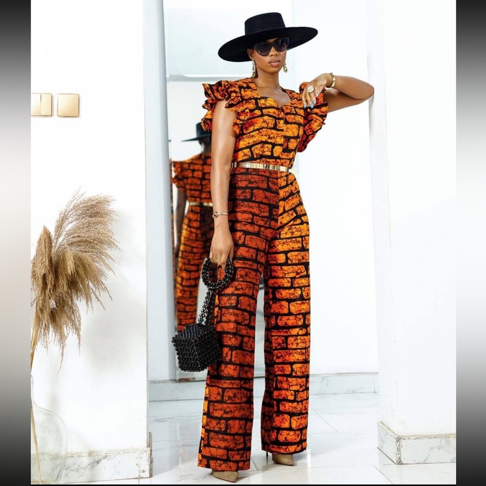 Mae Otti Wide Leg Jumpsuit Ankara Print Short Sleeves